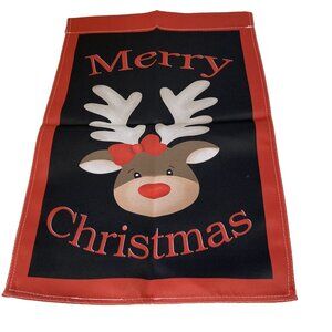 Reindeer Merry Christmas Garden Flag Rudolph Holiday Party Banner Winter Decor